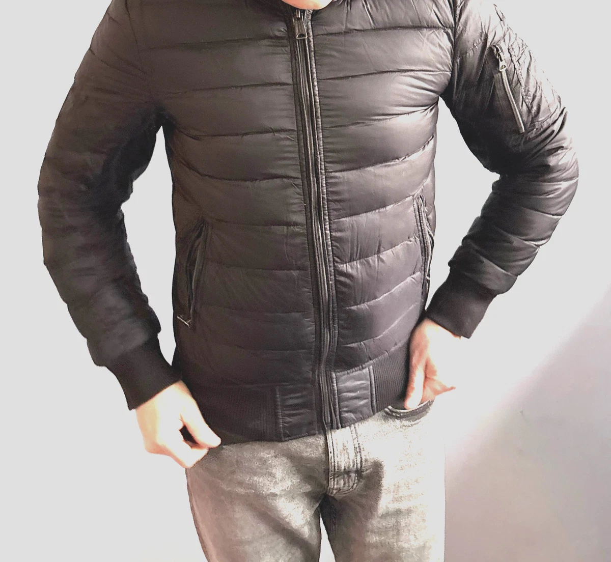 SCHOTT Hombre Acolchado Abombado Bomber Chaqueta Abrigo