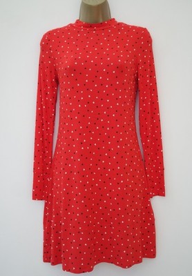 M&S ROTE SPIELKARTENANZÜGE JERSEY LANGARM SWING KLEID GRÖSSE 6 8 12 NEU POKER