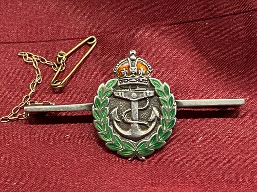 Lovely WW1/2 RN Royal Navy Silver Enamel Sweetheart Brooch w/fixing