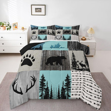 Western Rustic Bear Comforter Set Queen Size Country Farmhouse Bedding Set for K