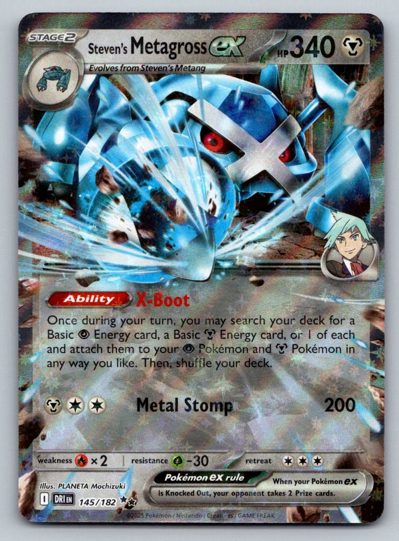 Steven's Metagross ex 145/182 Double Rare Destined Rivals Pokemon Holo Near Mint