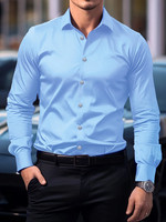 New Men Shirt Brand New Solid Color Long Sleeve Elastic Fabric Men'S Multiple Co