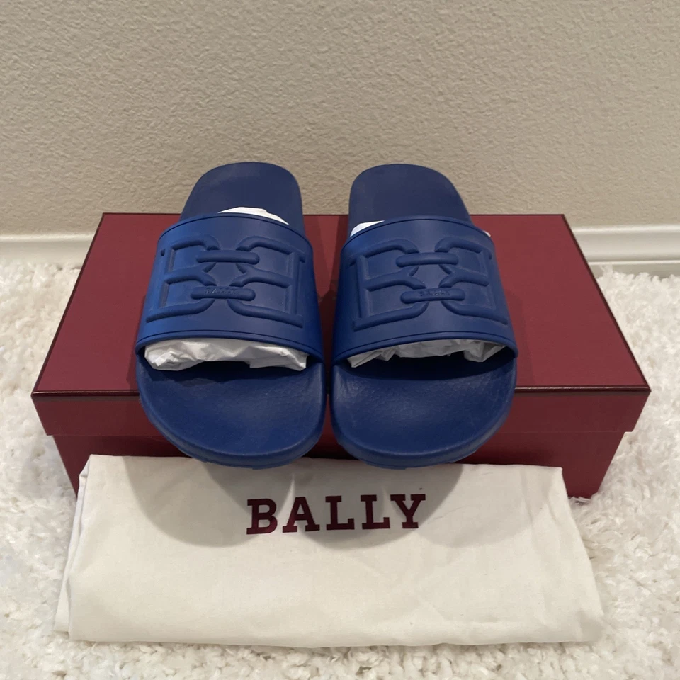 Sandalias Bally Scotty para hombre deslizables de goma con logotipo en relieve azul almirante talla 10 Foto 2 de 4