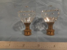 2 Crystal Lamp Diamond shape Finial Shade Top Glass or Acrylic ? Screw Top