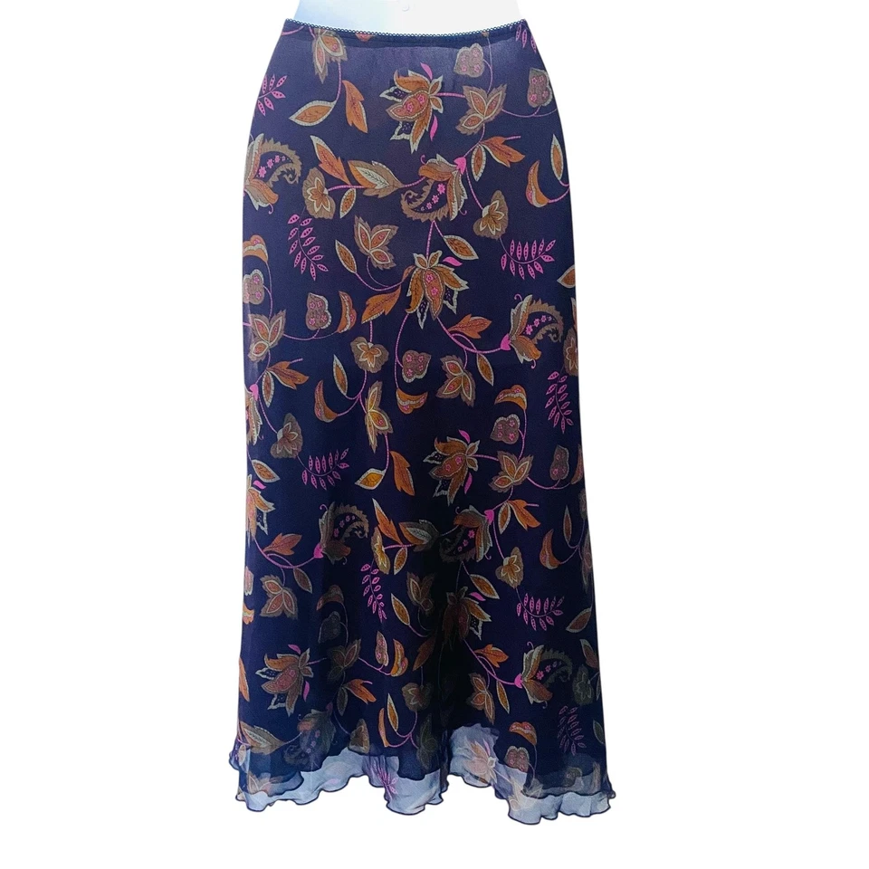 Falda midi Worthington cachemir de gasa talla 6 caprichosa años 90 vintage romántica Foto 2 de 4