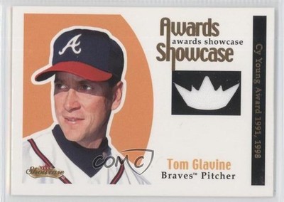 2001 Fleer Showcase Awards Showcase Materials 77/100 Tom Glavine HOF 0f8