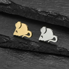 ms💎 Ohrstecker Maus Edelstahl silber gold ES-2549
