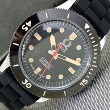 VINTAGE TITUS HAND-WINDING SWISS MENS TURNABLE BEZEL BLACK DIAL WATCH a2152-U