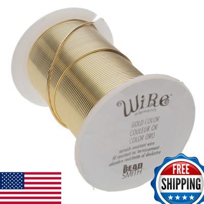 The Beadsmith 24-Gauge Gold Lacquered Tarnish-Resistant Copper Craft Wire 30 Yd