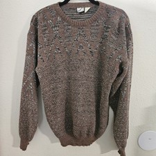 VTG Gianfranco Ruffini Italy Geometric Knit Wool Sweater Large Earth Tone...