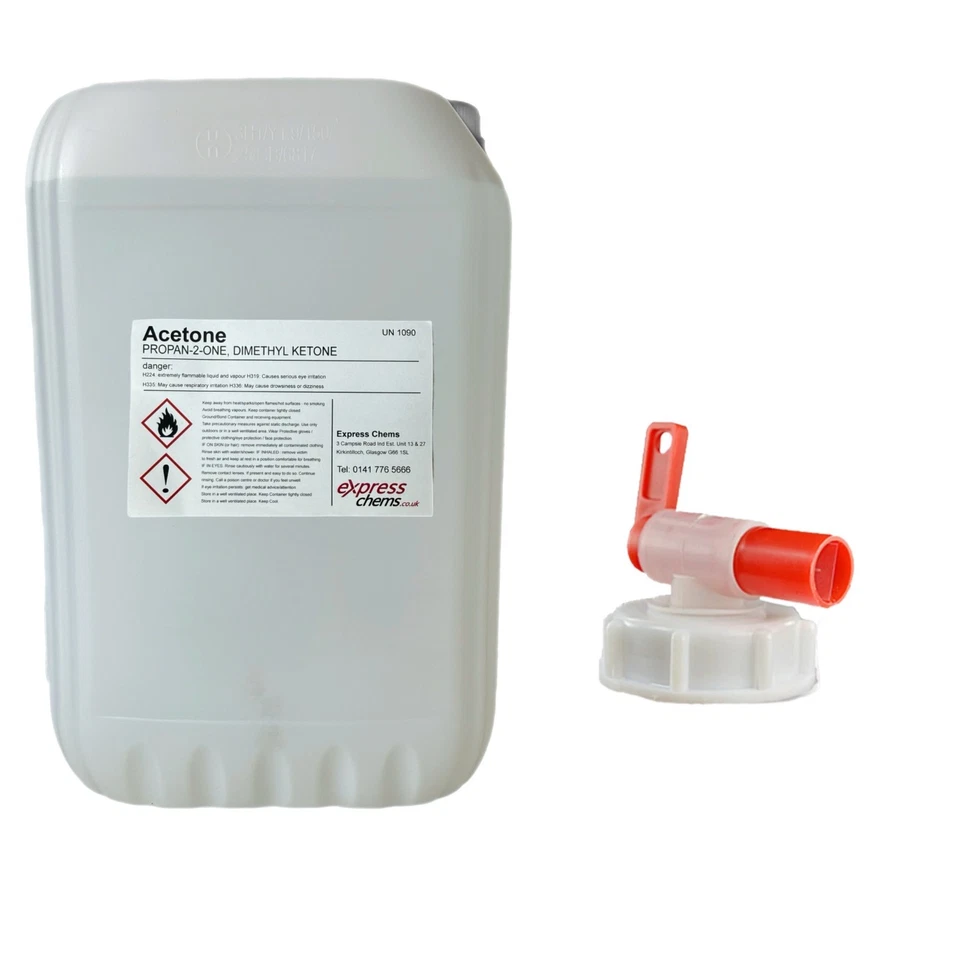 EXPRESS CHEMS Pure Acetone 25L | Nail Polish Remover | NEXT DAY (Mon-Fri) Easy Pour Drum Tap