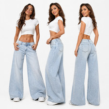 Ladies Low Waist Jeans Waist Jeans Wide Leg Stretch Dad Fit Wide Leg Bootcut H4