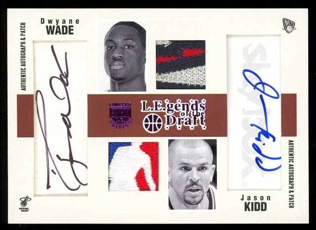 2004-05 Skybox LE DUAL GAME WORN LOGOMAN PATCH AUTO 1/1 Dwyane Wade Jason Kidd