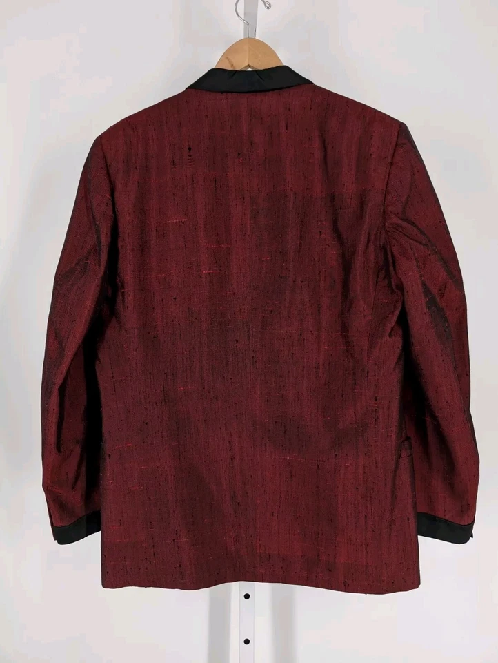 Blazer Chaqueta Esmoquin Vintage Años 60 Mod Rojo Seda Satén Solapa 42 Unionmade EE. UU. Foto 2 de 4