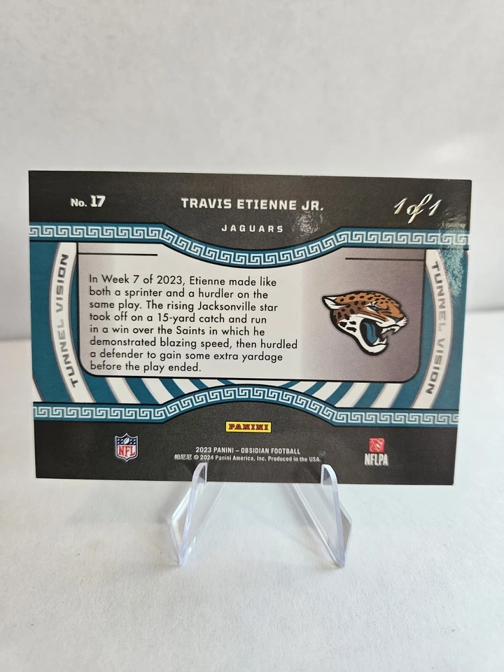 23 Panini Obsidian Travis Etienne Jr.  1/1  Tunnel Vision No. 17 - Image 2 of 4