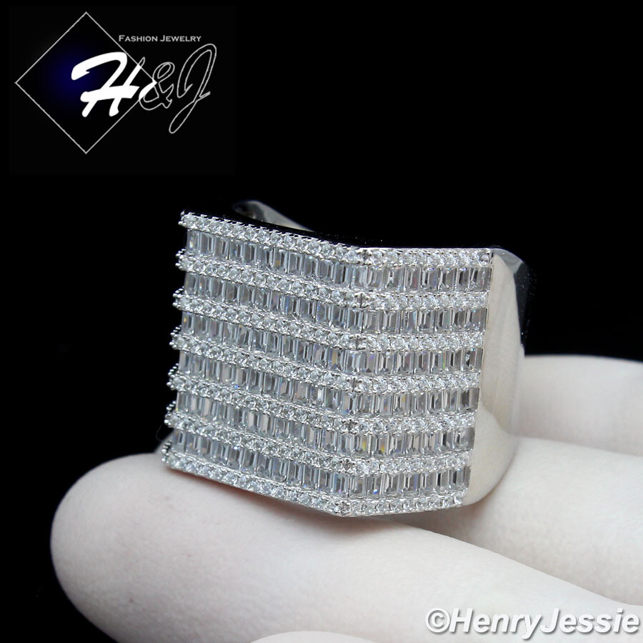 Orecchino Uomo Argento 925 Massiccio - 9mm Icy Bling Con Zirconi - Borchie Push Back - H&J Jewelry