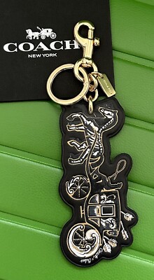 coach キーホルダー　馬車 極美品】鑑定済 COACH コーチ チャーム 馬車モチーフ キーリング