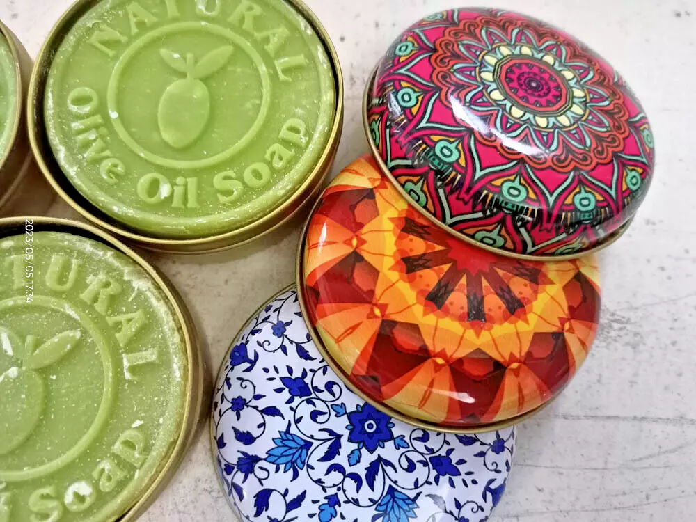 Olive Oil Soap 3 Pieces Lot In Decorative Collectible Metal Boxes