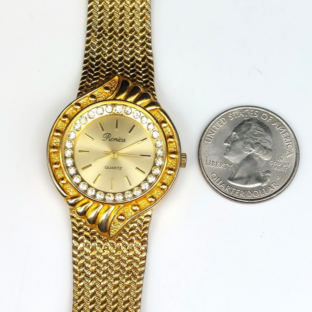Vintage Ronica Quartz Womens Gold Toned Watch With 