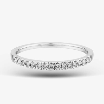 0.20 CT Round cut Natural Diamond half Eternity band Ring in 925 Silver.