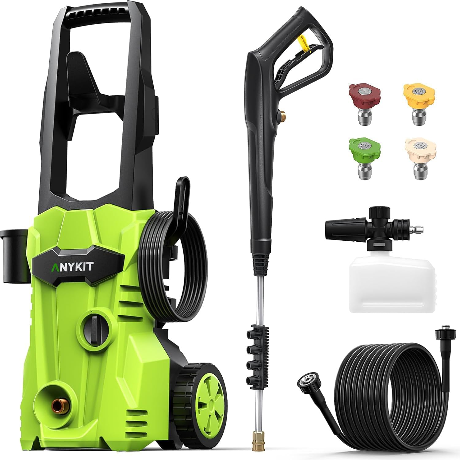 Electric Pressure Washer, Power Washer, Water Pressure Washer with Foam Can & 4