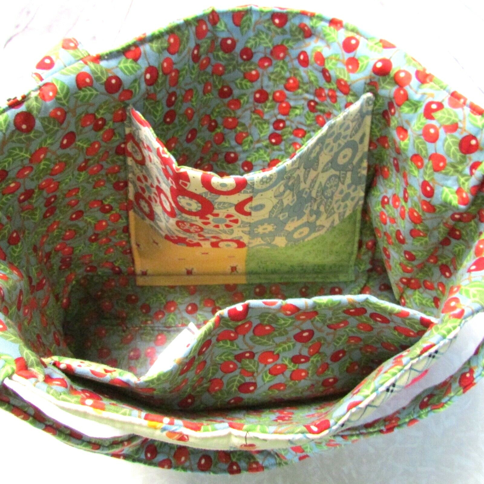 Patchwork Purse Tote Bag CHERRIES Multicolor Cott… - image 10
