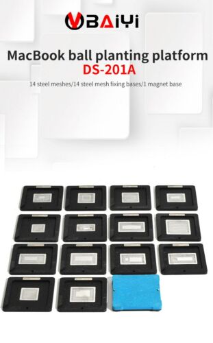 DS-201A BGA Reballing Stencil Kit For Macbook Air/Pro Macbook A1534/A2159 IC - Afbeelding 1 van 12