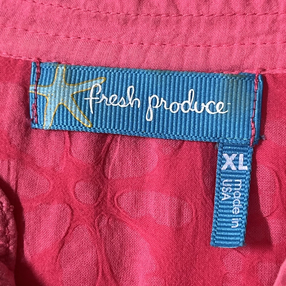 Blusa túnica FRESH PRODUCT top LS XL rosa estampada floral vintage EUA arte para usar - Imagem 3 de 4