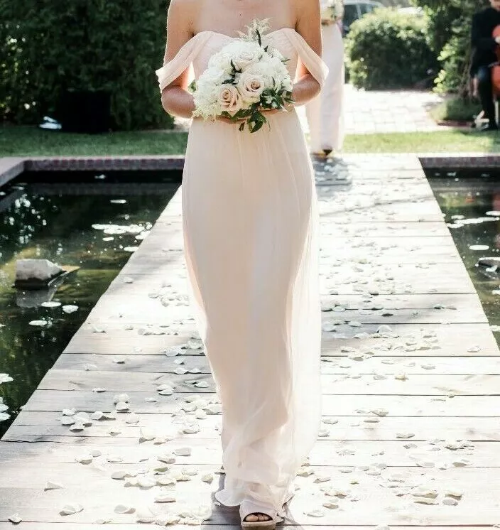 Bella Bridesmaid Amsale Sweetheart Dress Silk Crinkle Chiffon