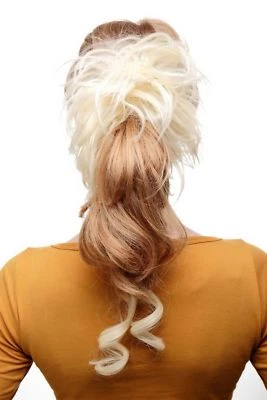WIG ME UP Haarteil Scrunchy Haarrose Steckkamm voluminös lockig Hellblond YZF-3072HT-613
