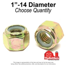 1"-14 Grade 8 Nylon Insert Lock Nuts Zinc Yellow Fine Thread (Pick Qty)