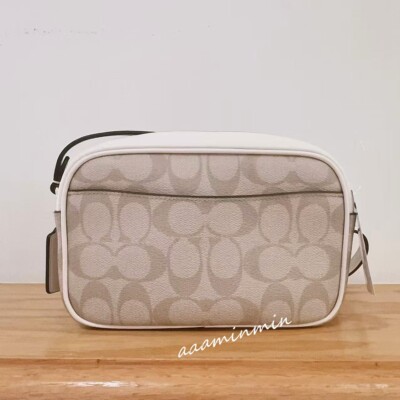 NWT COACH Mini Jamie Camera Bag Signature & Leather With Heart