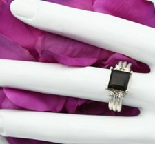 Fine Smoky Quartz CZ Sterling Silver Size 7 Cocktail Ring By NV Weighs 4.9 gr