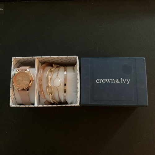 Crown & Ivy Rose Gold Watch/Bracelet Set Brand New