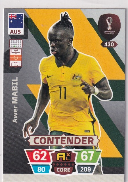 Panini Qatar World Cup Karte 2022 Contender Nr. 430 Awer Mabil (Australia)