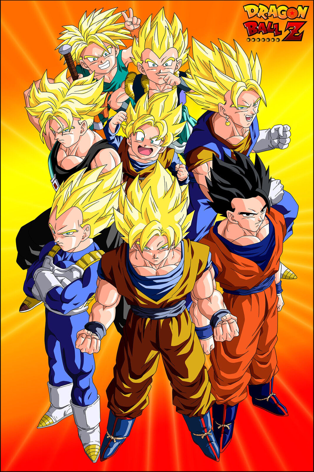 Dragon Ball Z Poster The Saiyans Goku Vegeta Gohan12in x 18in Free Shipping