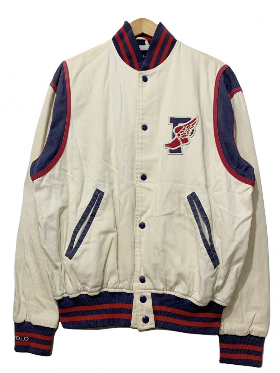 Vintage 1990s Polo Ralph Lauren P-WING RL 92 Cotton Varsity Vintage 1990s Polo Ralph Lauren P-WING RL 92 Cotton Varsity