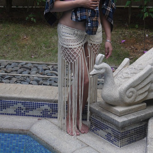 Hand crochet tassel skirt with long 