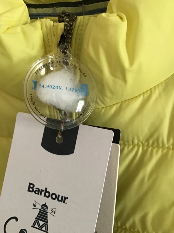Barbour Womens Gilet Shorewood Coastal Collection Quilted Fibredown Yellow UK 8 - Image 3 of 4