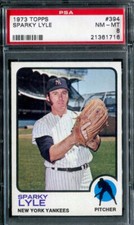 1973 Topps Baseball Sparky Lyle #394/ New York Yankees/ PSA 8
