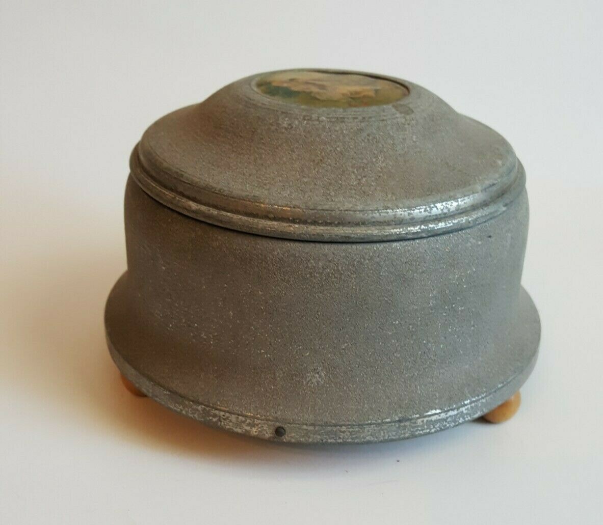 Antique Vintage Aluminum Powder Box Music Box Victorian Couple Parts ...
