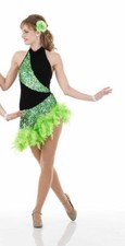 Child 6X7 Salsa Ballroom Dress Dance Costume GREEN Shine