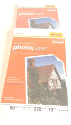 Office Max Professional 2 packs Semi-Gloss Photo Paper 4 x 6 in 60 Sheets New