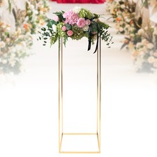 Gold Flower Floor Stand 31x31x100cm Metal Column Flower Arrangement Stand NEW