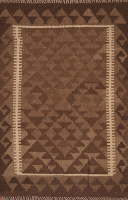 Dual-Sided Kilim Kelim Rugs Flatweave Wool Carpet 3x4 ft