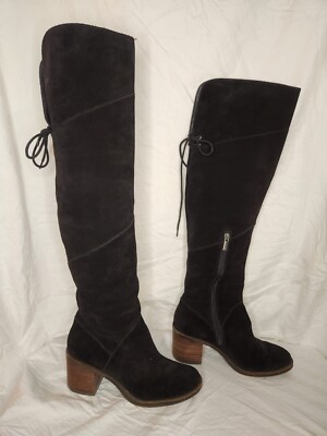 Lucky Brand ramsden rayla tall suede boot black US 7M EU 37 over the knee Black!