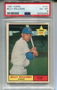 1961 Topps #141 Billy Williams Rookie PSA 6 EX-MT Chicago Cubs