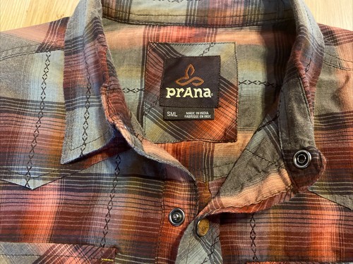 New Prana Organic Cotton Western Long Sleeve Shirt Size Small - Picture 4 of 8