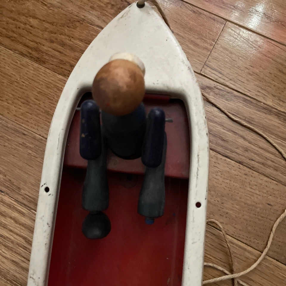 Прессованная сталь «Woodette береговой охраны» тянуть игрушка ряд лодка Попай тематический 1930-х - Изображение 4 из 4