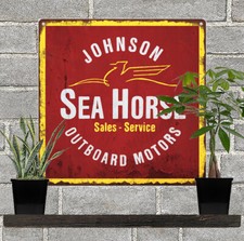 Johnson Seahorse Outboard Motors Boat Mancave Metal Sign Repro 12x12" 60372
